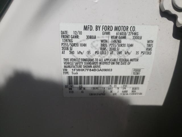 Photo 10 from auction – 2011 FORD EXPLORER L with VIN 1FMHK7F84BGA09003