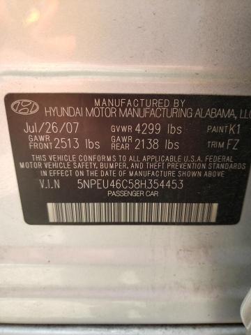 Photo 10 from auction – 2008 HYUNDAI SONATA SE with VIN 5NPEU46C58H354453