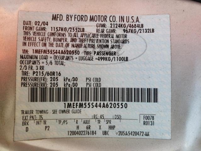Photo 10 from auction – 2004 MERCURY SABLE LS P with VIN 1MEFM55S44A620550