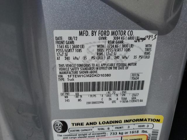 Photo 10 from auction – 2013 FORD F150 SUPER with VIN 1FTEW1CM2DKD10380