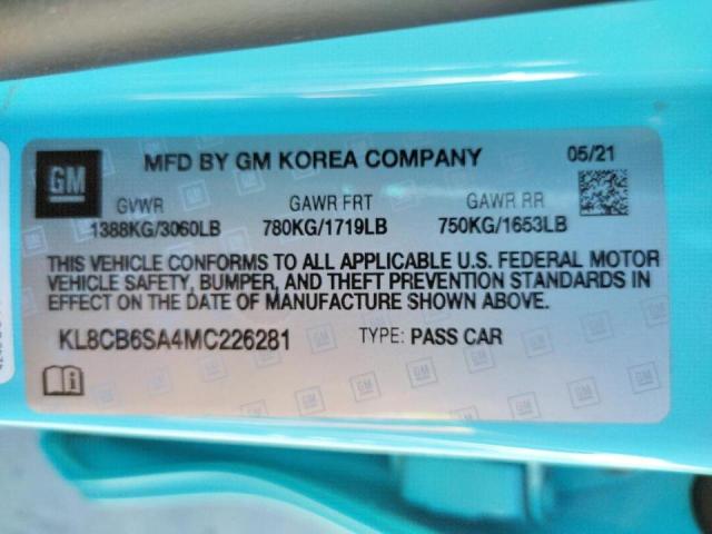 Photo 10 from auction – 2021 CHEVROLET SPARK LS with VIN KL8CB6SA4MC226281