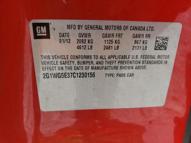 Photo 10 from auction – 2012 CHEVROLET IMPALA LT with VIN 2G1WG5E37C1230156