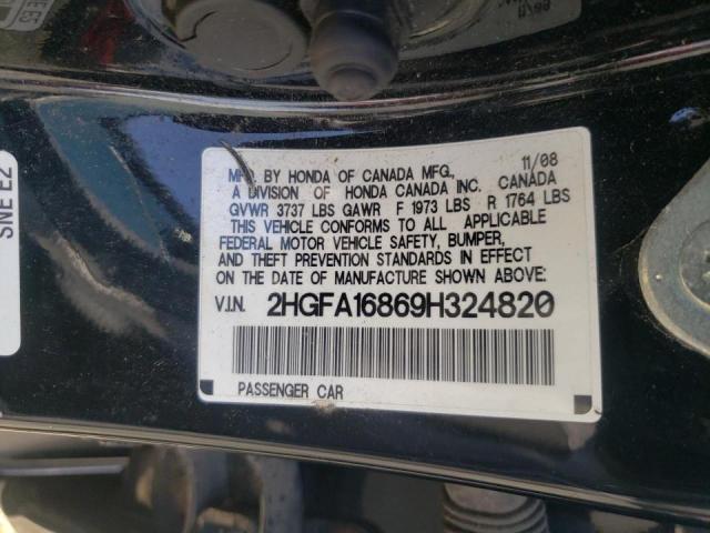 Photo 10 from auction – 2009 HONDA CIVIC EX with VIN 2HGFA16869H324820