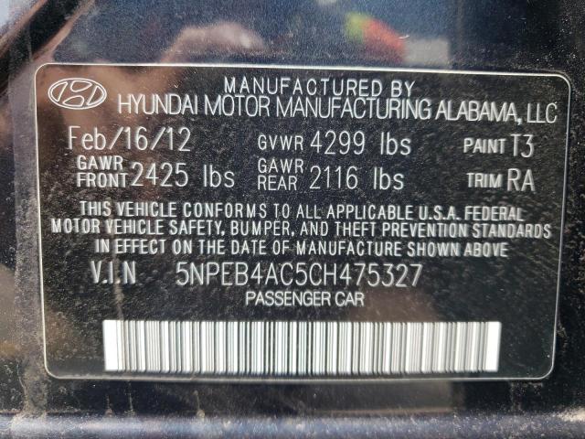 Photo 10 from auction – 2012 HYUNDAI SONATA GLS with VIN 5NPEB4AC5CH475327