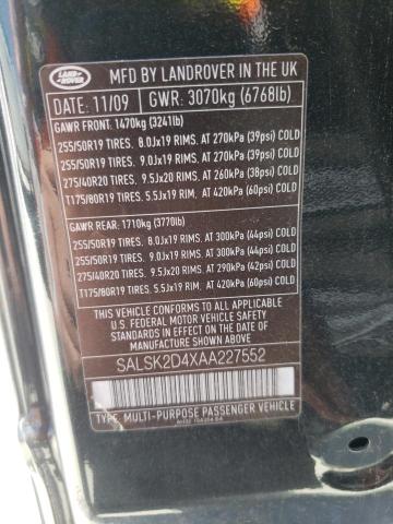 Photo 10 from auction – 2010 LAND ROVER RANGE ROVE with VIN SALSK2D4XAA227552
