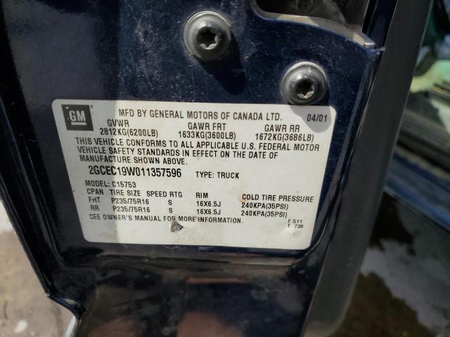 Photo 10 from auction – 2001 CHEVROLET SILVERADO with VIN 2GCEC19W011357596
