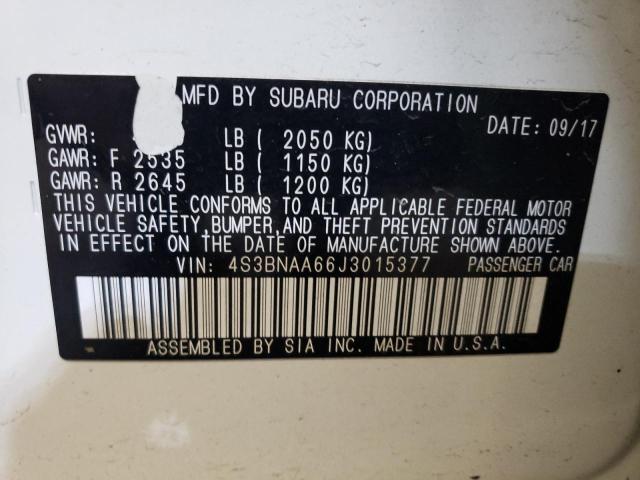 Photo 10 from auction – 2018 SUBARU LEGACY 2.5 with VIN 4S3BNAA66J3015377