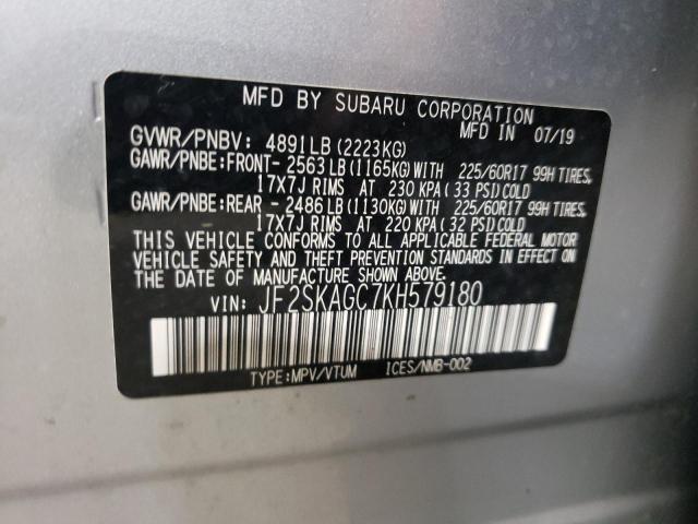 Photo 10 from auction – 2019 SUBARU FORESTER P with VIN JF2SKAGC7KH579180