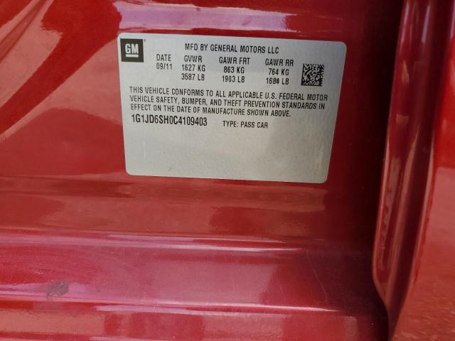 Photo 10 from auction – 2012 CHEVROLET SONIC LT with VIN 1G1JD6SH0C4109403