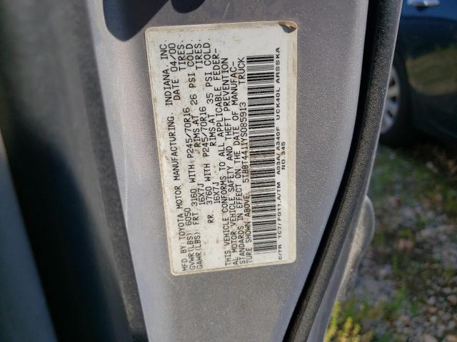 Photo 10 from auction – 2000 TOYOTA TUNDRA ACC with VIN 5TBBT4411YS085913