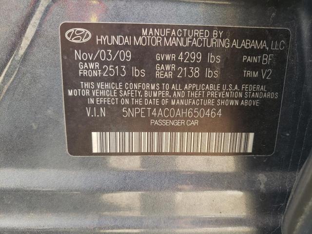 Photo 10 from auction – 2010 HYUNDAI SONATA GLS with VIN 5NPET4AC0AH650464