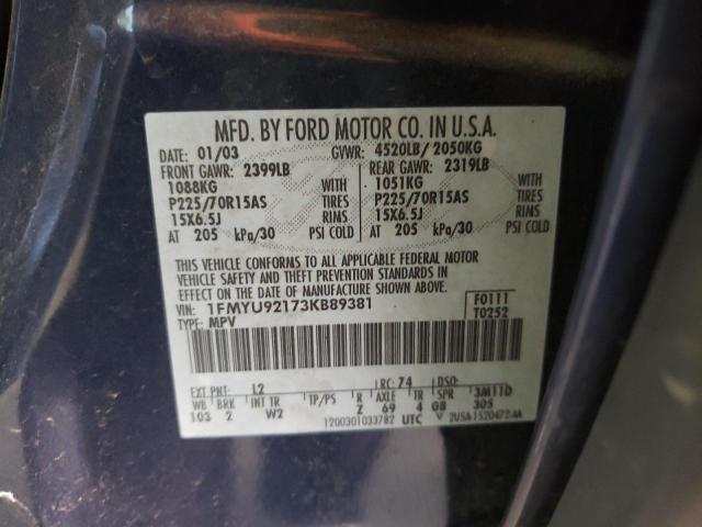 Foto 10 de la subasta – 2003 FORD ESCAPE con VIN 1FMYU92173KB89381