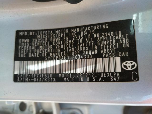Photo 10 from auction – 2020 TOYOTA COROLLA LE with VIN 5YFEPRAE1LP034300