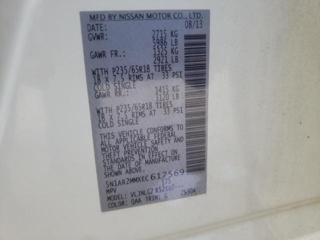 Photo 10 from auction – 2014 NISSAN PATHFINDER with VIN 5N1AR2MMXEC617569