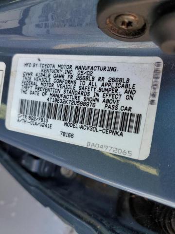 Photo 10 from auction – 2002 TOYOTA CAMRY LE with VIN 4T1BE32K72U598976