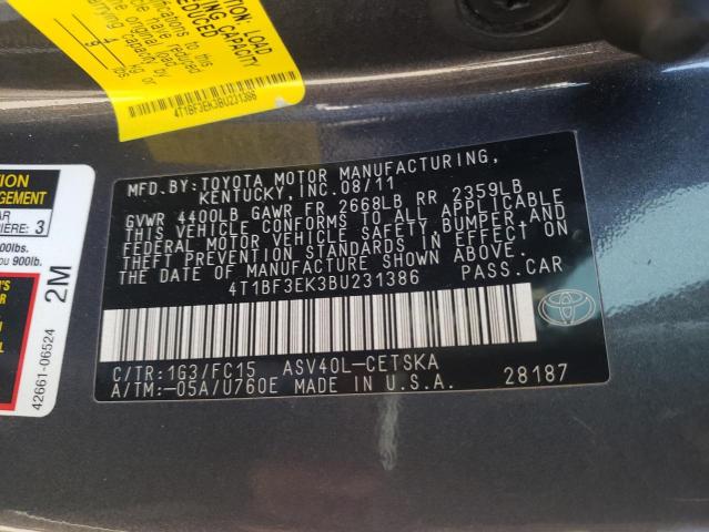 صورة رقم 10 من المزاد - 2011 TOYOTA CAMRY BASE مع VIN 4T1BF3EK3BU231386