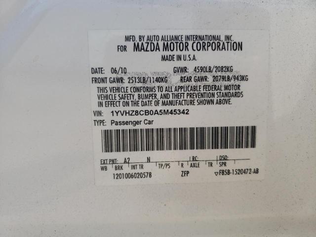 Photo 10 from auction – 2010 MAZDA 6 S with VIN 1YVHZ8CB0A5M45342