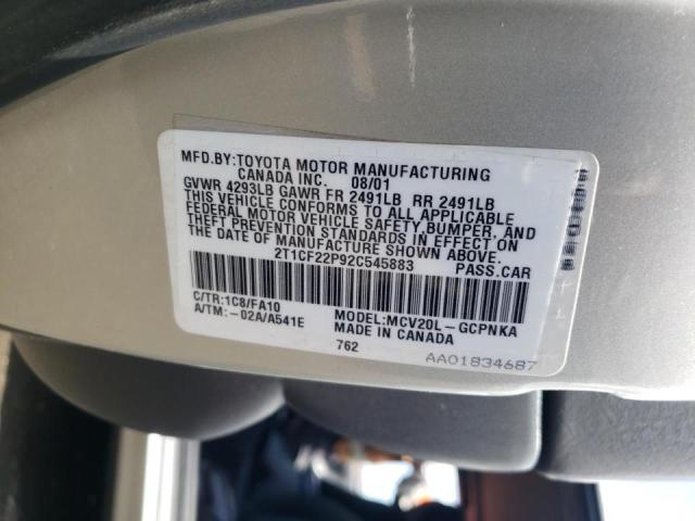Photo 10 from auction – 2002 TOYOTA SOLARA with VIN 2T1CF22P92C545883