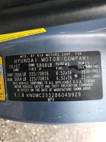 Photo 10 from auction – 2008 HYUNDAI ENTOURAGE with VIN KNDMC233286049929