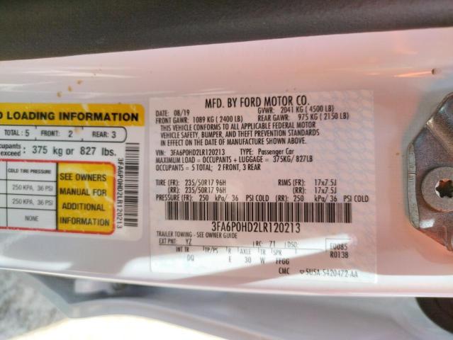 Photo 10 from auction – 2020 FORD FUSION SE with VIN 3FA6P0HD2LR120213
