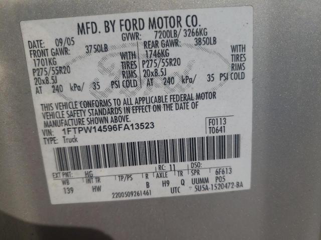Photo 10 from auction – 2006 FORD F-150 with VIN 1FTPW14596FA13523