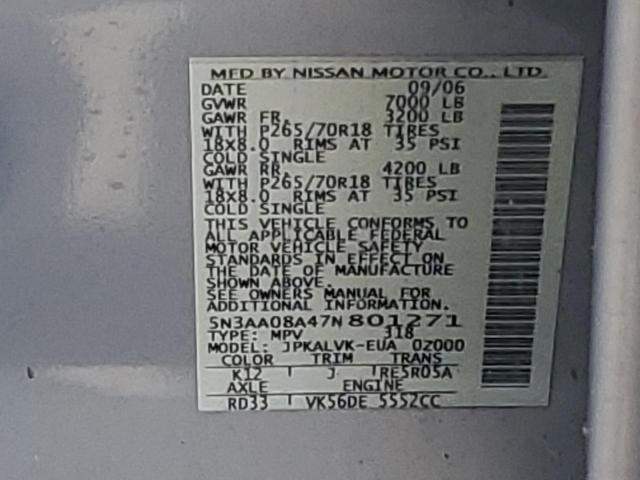 Photo 10 from auction – 2007 INFINITI QX56 with VIN 5N3AA08A47N801271
