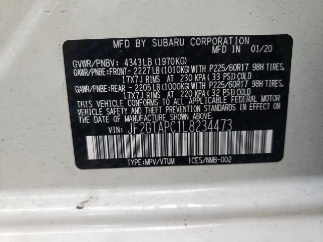 Photo 10 from auction – 2020 SUBARU CROSSTREK with VIN JF2GTAPC1L8234473