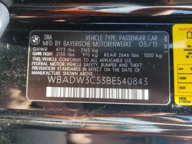 Photo 10 from auction – 2011 BMW 328 I with VIN WBADW3C53BE540843