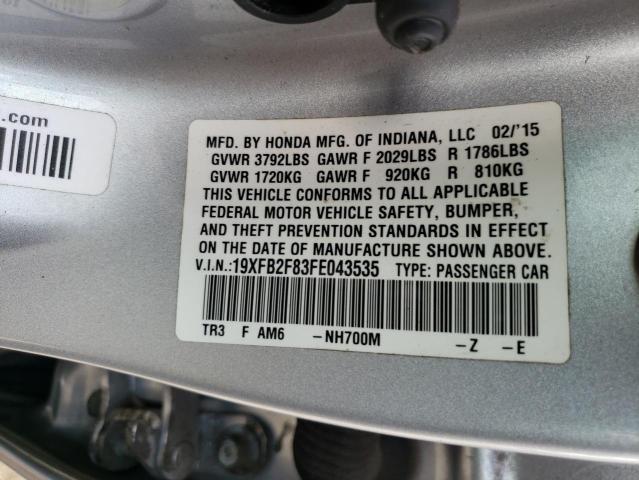 Photo 10 from auction – 2015 HONDA CIVIC EX with VIN 19XFB2F83FE043535