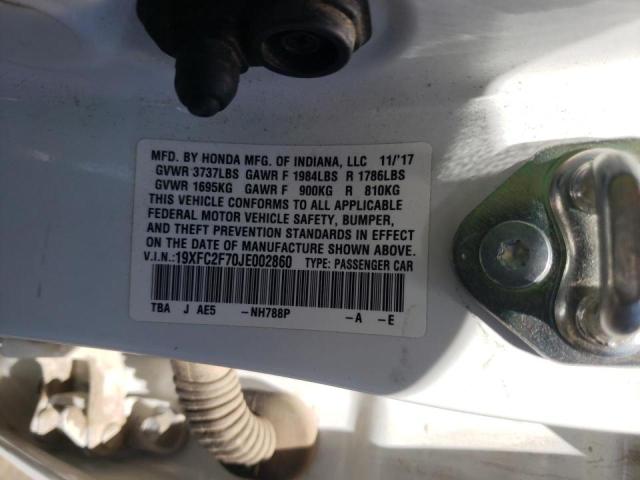 Photo 10 from auction – 2018 HONDA CIVIC EX with VIN 19XFC2F70JE002860