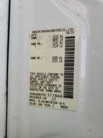 Photo 10 from auction – 2019 NISSAN MAXIMA S with VIN 1N4AA6AV7KC377866
