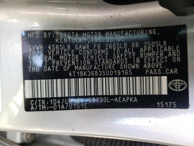 Photo 10 from auction – 2005 TOYOTA AVALON with VIN 4T1BK36B35U019165