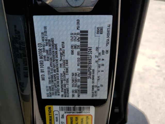 Photo 10 from auction – 2017 FORD FUSION SE with VIN 3FA6P0H78HR375241