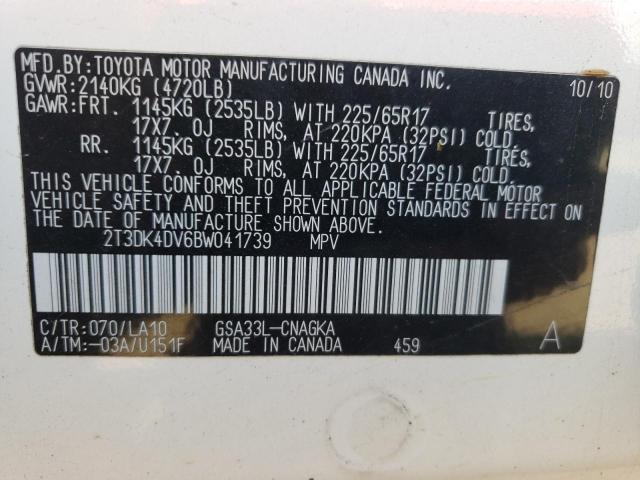 Photo 10 from auction – 2011 TOYOTA RAV4 LIMIT with VIN 2T3DK4DV6BW041739