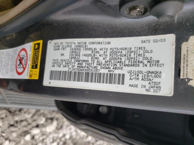 Photo 10 from auction – 2003 LEXUS LX 470 with VIN JTJHT00WX33531057