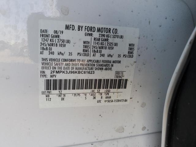 Photo 10 from auction – 2019 FORD EDGE SEL with VIN 2FMPK3J96KBC61623