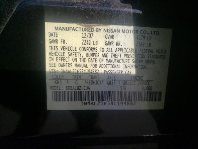 Photo 10 from auction – 2008 NISSAN ALTIMA 2.5 with VIN 1N4AL21E58C194882