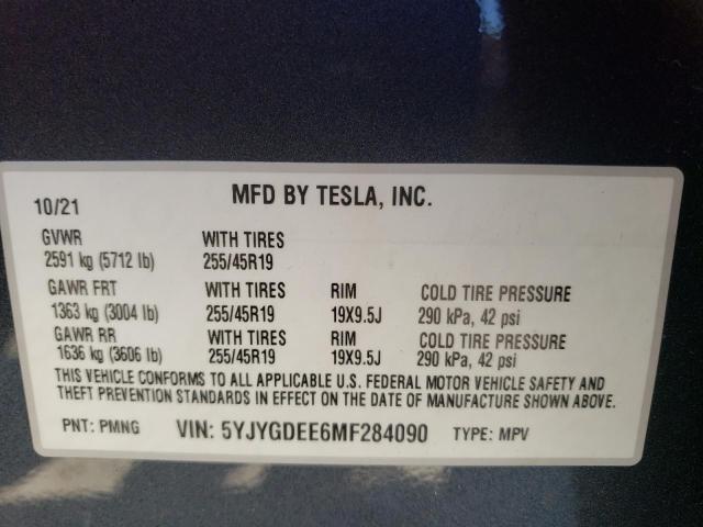 Photo 10 from auction – 2021 TESLA MODEL Y with VIN 5YJYGDEE6MF284090