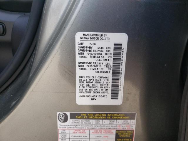Photo 10 from auction – 2006 INFINITI FX35 with VIN JNRAS08U46X103475