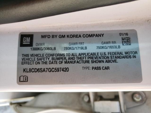 Photo 10 from auction – 2016 CHEVROLET SPARK 1LT with VIN KL8CD6SA7GC597420