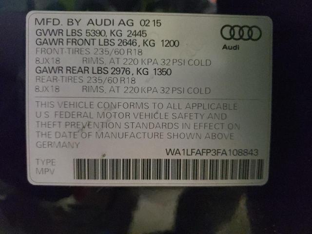 Photo 10 from auction – 2015 AUDI Q5 PREMIUM with VIN WA1LFAFP3FA108843