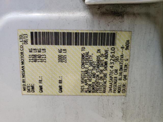 Photo 10 from auction – 2014 NISSAN MAXIMA with VIN 1N4AA5AP7EC432610