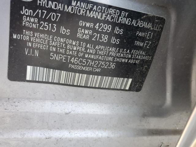 Photo 10 from auction – 2007 HYUNDAI SONATA with VIN 5NPET46C57H275236