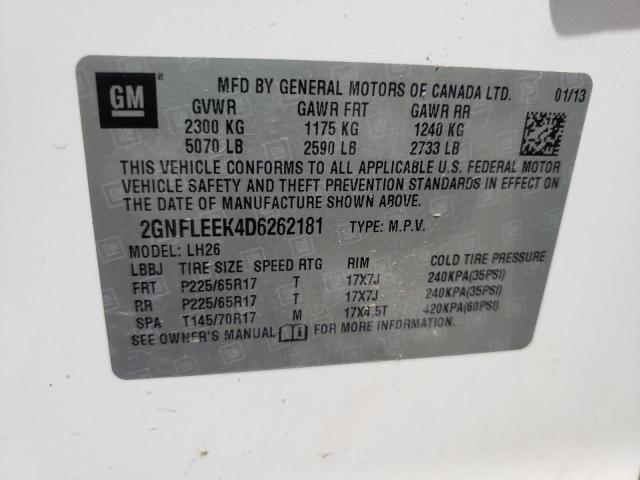 Photo 10 from auction – 2013 CHEVROLET EQUINOX LT with VIN 2GNFLEEK4D6262181