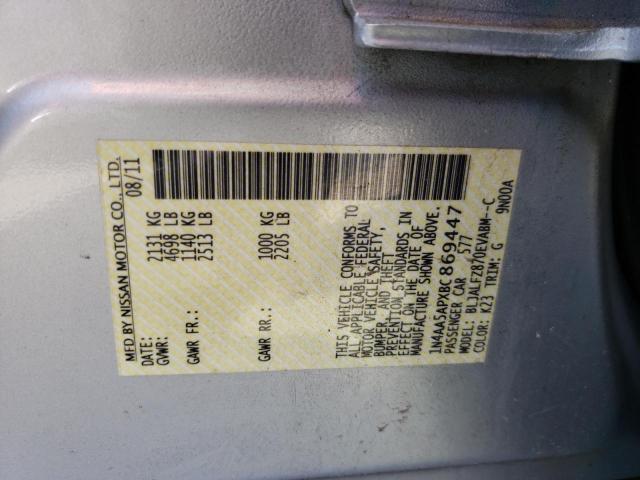 Photo 10 from auction – 2011 NISSAN MAXIMA S with VIN 1N4AA5APXBC869447