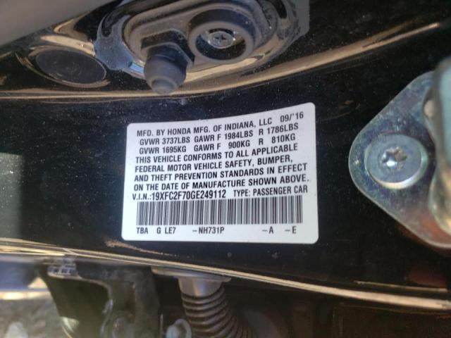 Photo 10 from auction – 2016 HONDA CIVIC EX with VIN 19XFC2F70GE249112