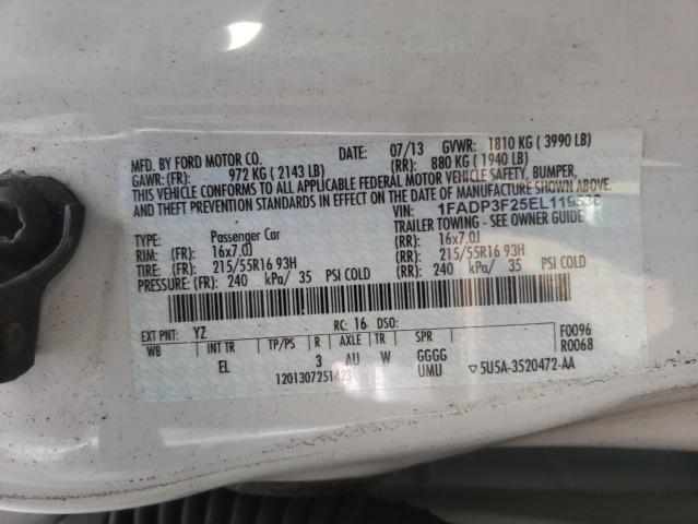 Photo 10 from auction – 2014 FORD FOCUS SE with VIN 1FADP3F25EL119536