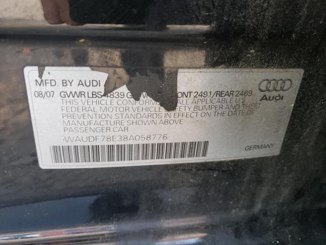 Photo 10 from auction – 2008 AUDI A4 2.0T QU with VIN WAUDF78E38A058776
