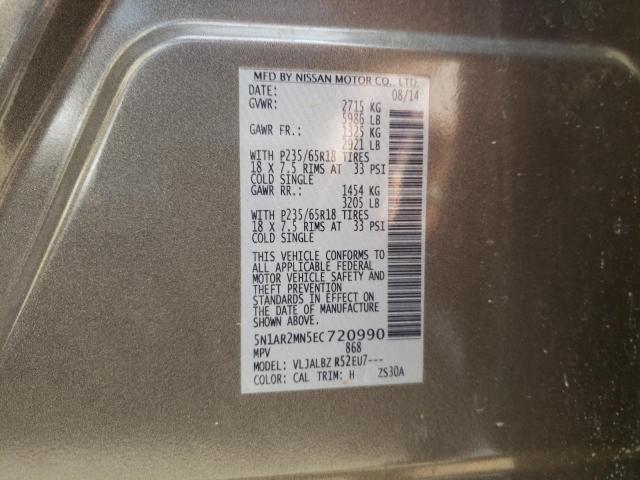 Photo 10 from auction – 2014 NISSAN PATHFINDER with VIN 5N1AR2MN5EC720990