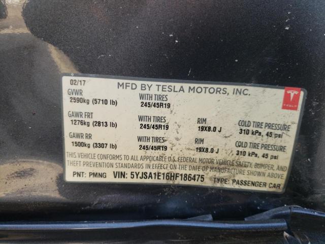 Photo 10 from auction – 2017 TESLA MODEL S with VIN 5YJSA1E16HF186475